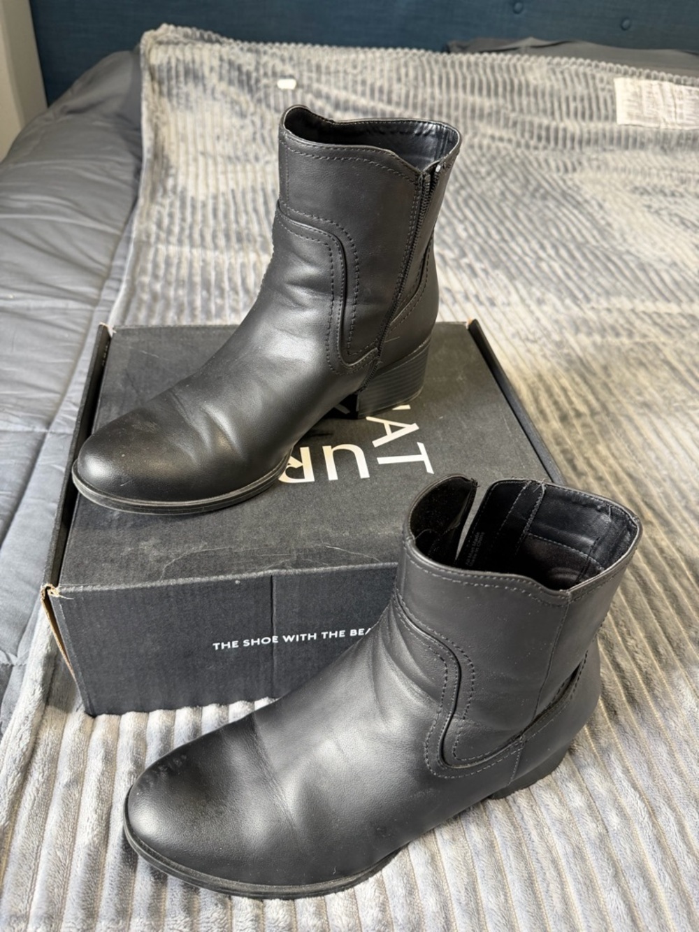 Naturalized Black Zip Up wide fit ankle boots